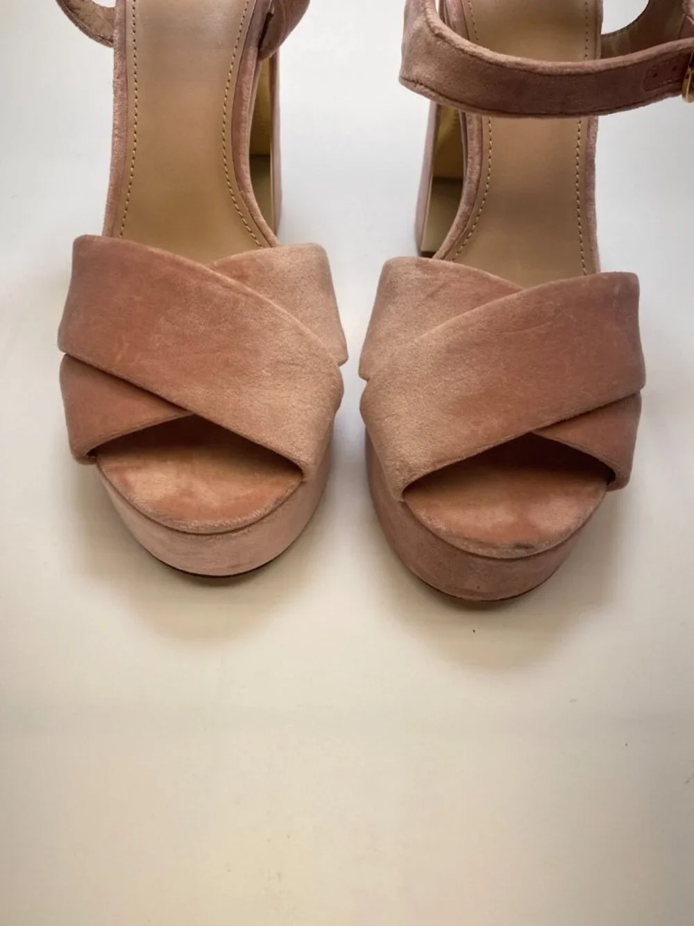 Tory Burch Womens Velvet Loretta Pink Suede Platform Sandals Sz 11